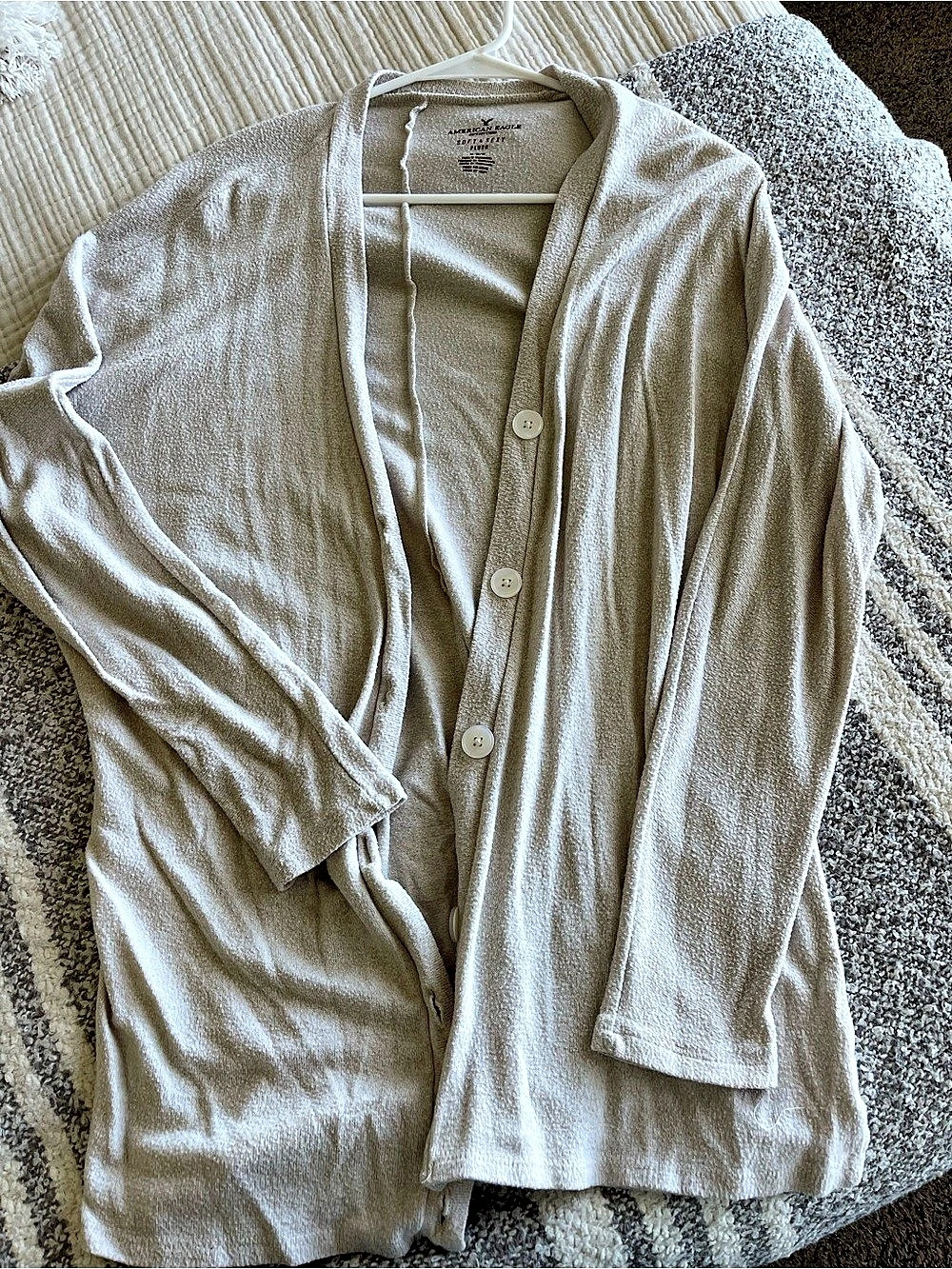 American Eagle Button Cardigan Beige